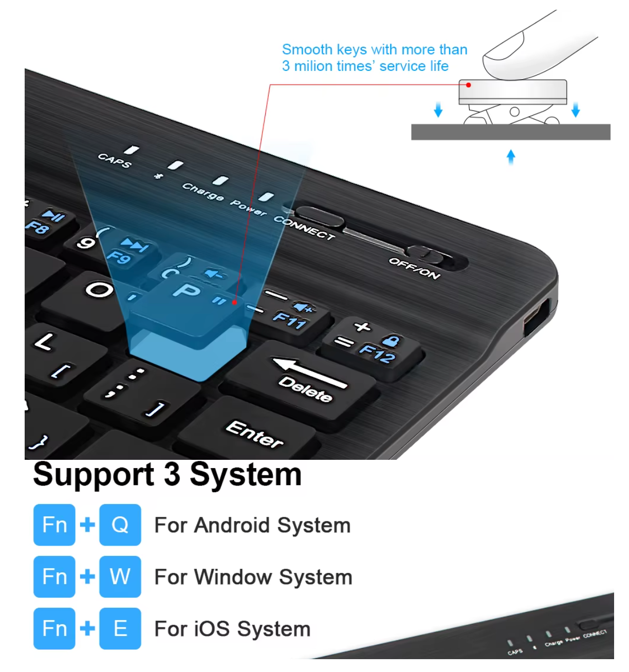 Bluetooth Draadloos Mini Toetsenbord – Voor Laptop, Tablet, iPad & Telefoon | Oplaadbaar Gaming Keyboard – Android, iOS & Windows