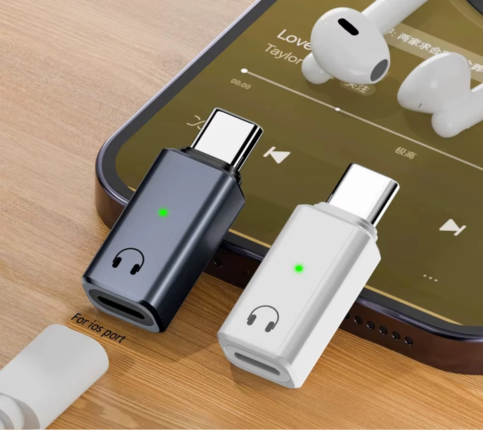 Type-C to iOS Headphone Audio Adapter – USB-C Male to Lightning Female Connector for iPhone 16/15, iPad, Samsung | Earphone Converter
