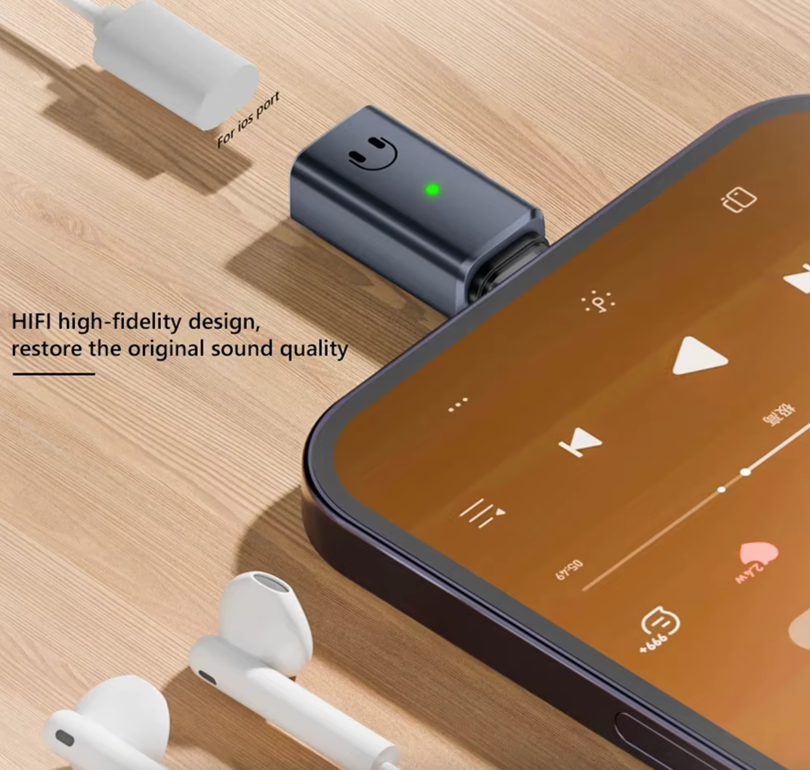 Type-C to iOS Headphone Audio Adapter – USB-C Male to Lightning Female Connector for iPhone 16/15, iPad, Samsung | Earphone Converter