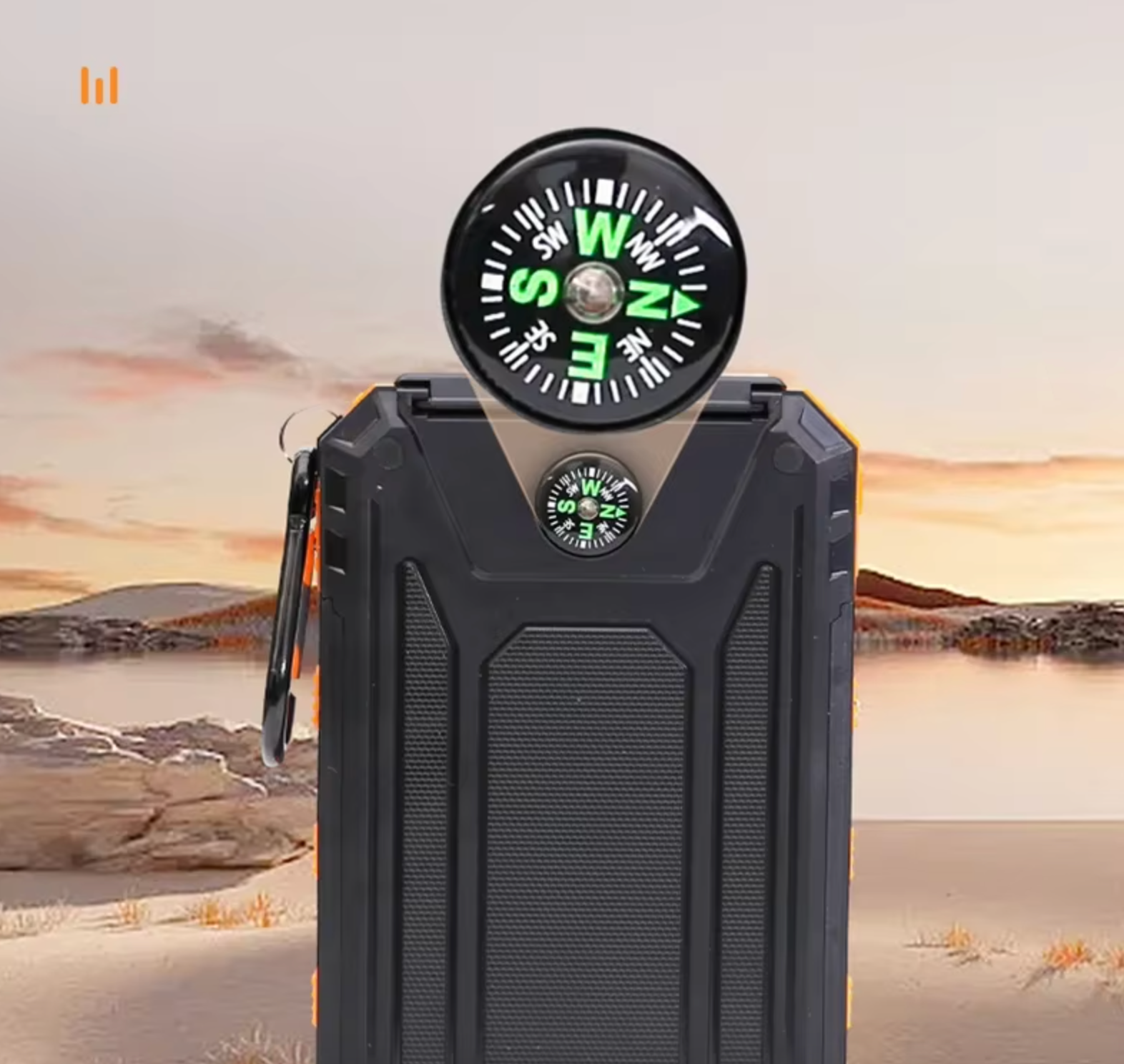 Xiaomi 20000mAh Solar Power Bank – Portable USB Charger with Compass & Light for iPhone, Android, Tablets USB-A & USB-C Fast Charging