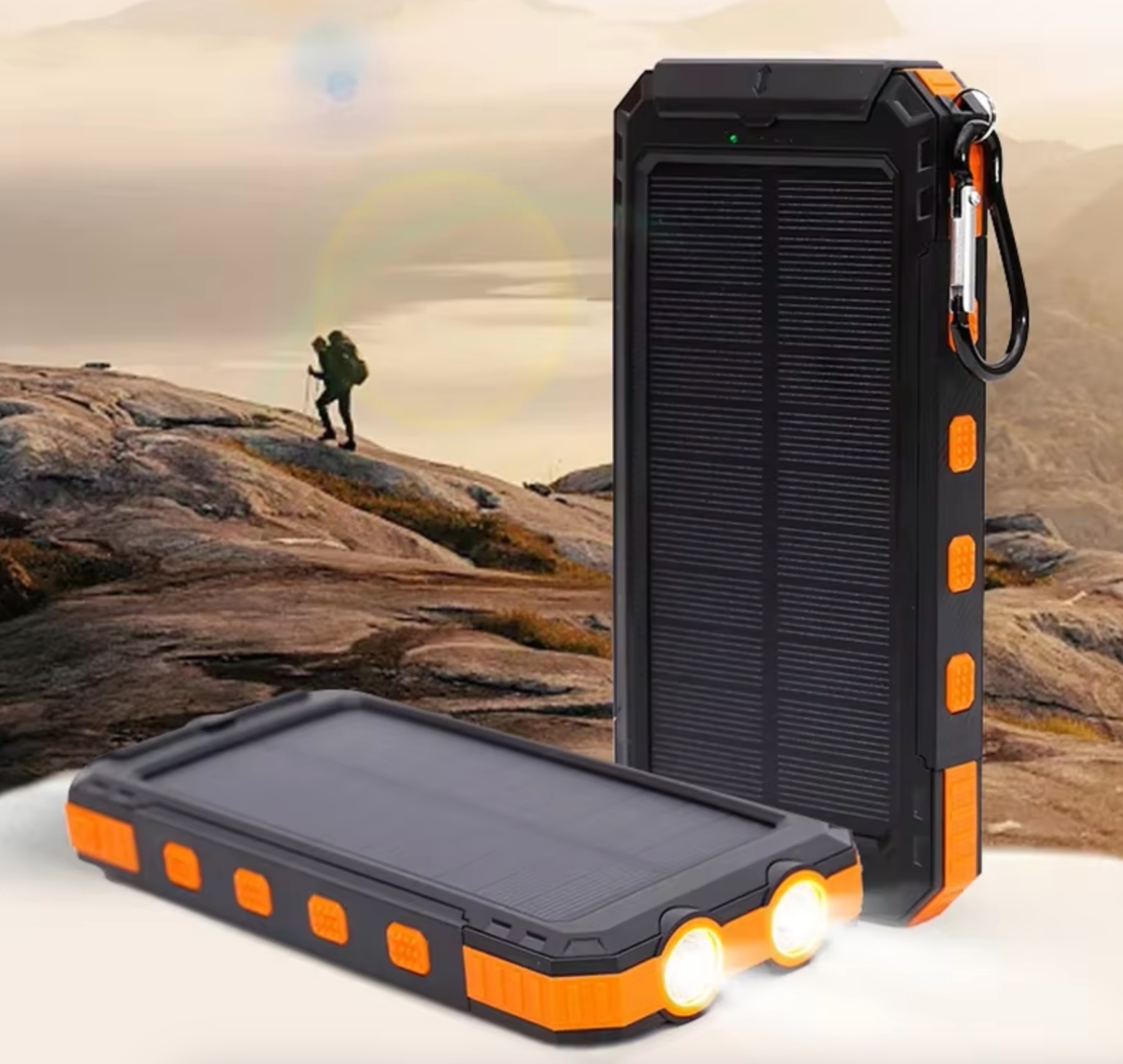 Xiaomi 20000mAh Solar Power Bank – Portable USB Charger with Compass & Light for iPhone, Android, Tablets USB-A & USB-C Fast Charging