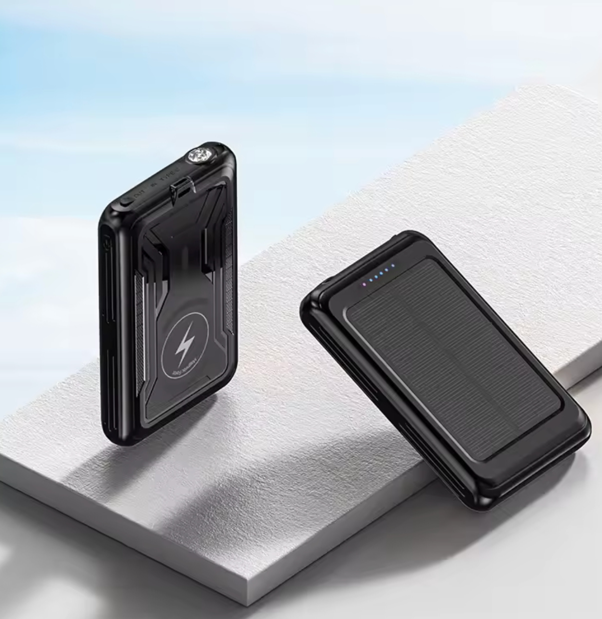 Mini Solar Power Bank 5000mAh Magnetic Wireless Charger, MagSafe Compatible with LED Light & Solar Charging