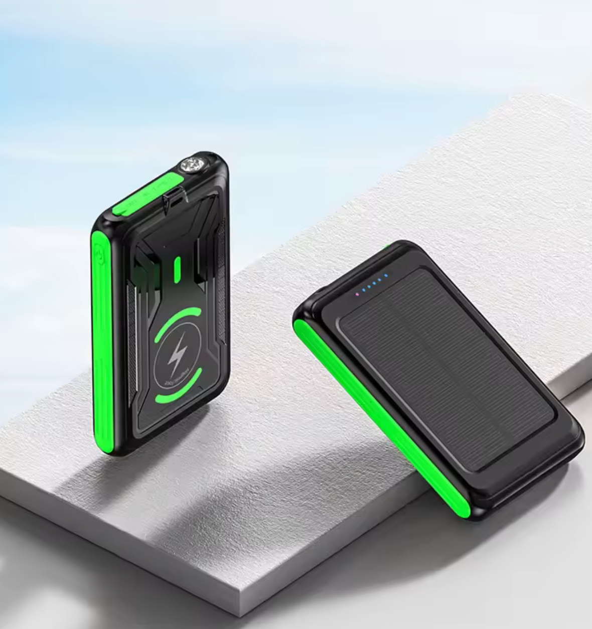 Mini Solar Power Bank 5000mAh Magnetic Wireless Charger, MagSafe Compatible with LED Light & Solar Charging