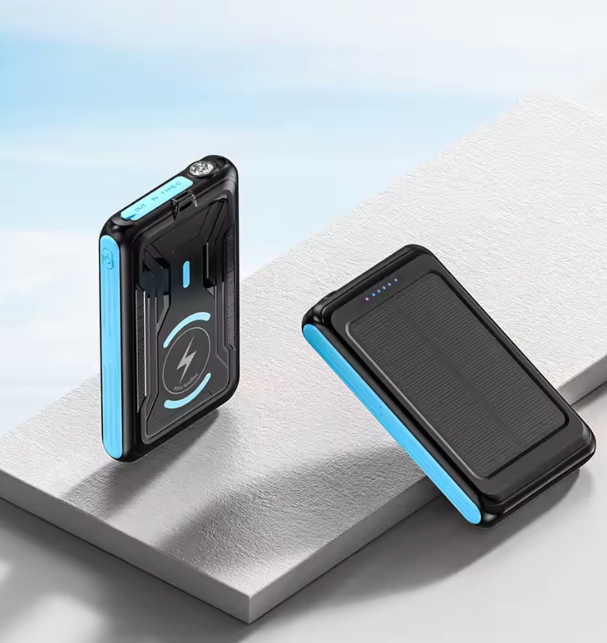 Mini Solar Power Bank 5000mAh Magnetic Wireless Charger, MagSafe Compatible with LED Light & Solar Charging