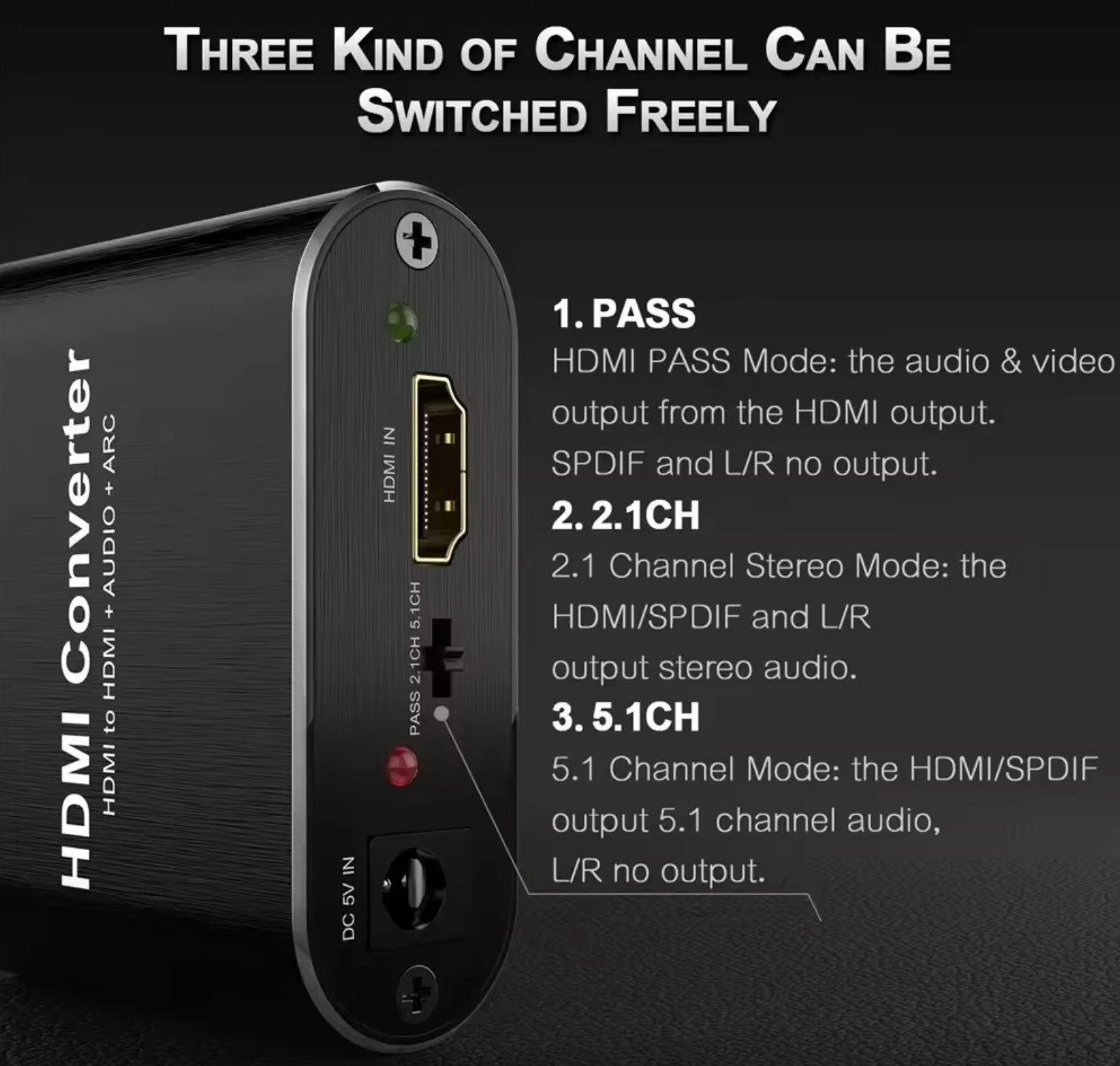 4K HDMI ARC Audio Extractor Adapter – HDMI to Optical Toslink SPDIF + 3.5mm AUX Stereo Adapter with Audio Return Channel Support
