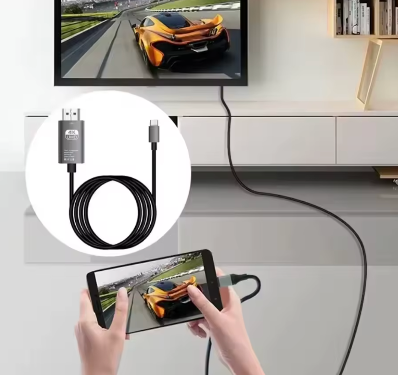 4K 60Hz USB-C to HDMI Adapter Cable – 2M Braided HDTV Converter for iPhone 16, MacBook, iPad, Samsung & More