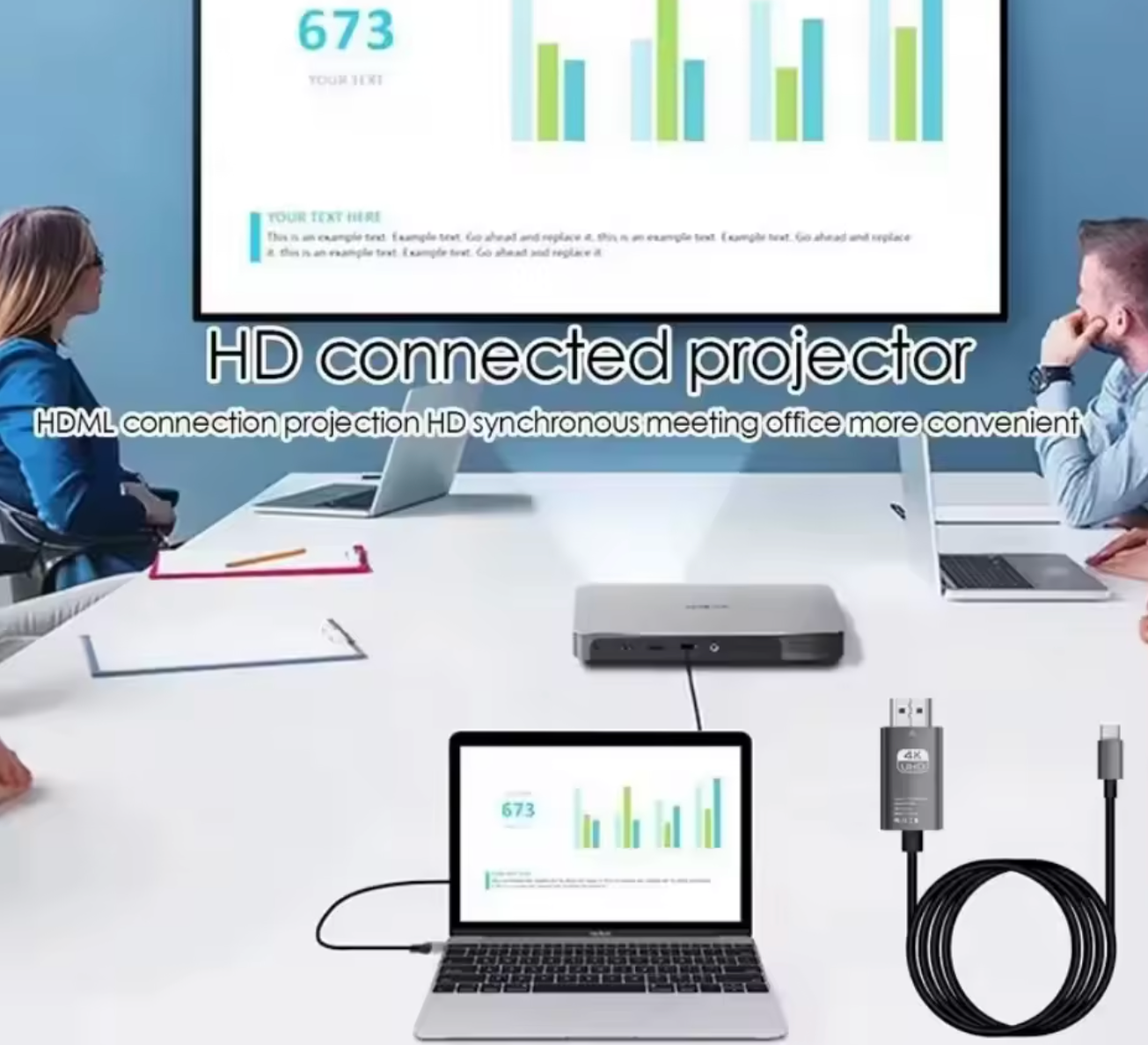 4K 60Hz USB-C to HDMI Adapter Cable – 2M Braided HDTV Converter for iPhone 16, MacBook, iPad, Samsung & More