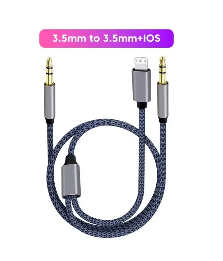 3-in-1 Type-C to 3.5mm Jack & iOS Audio Cable Adapter – USB-C to Male AUX Converter for iPhone, iPad & Car Speaker