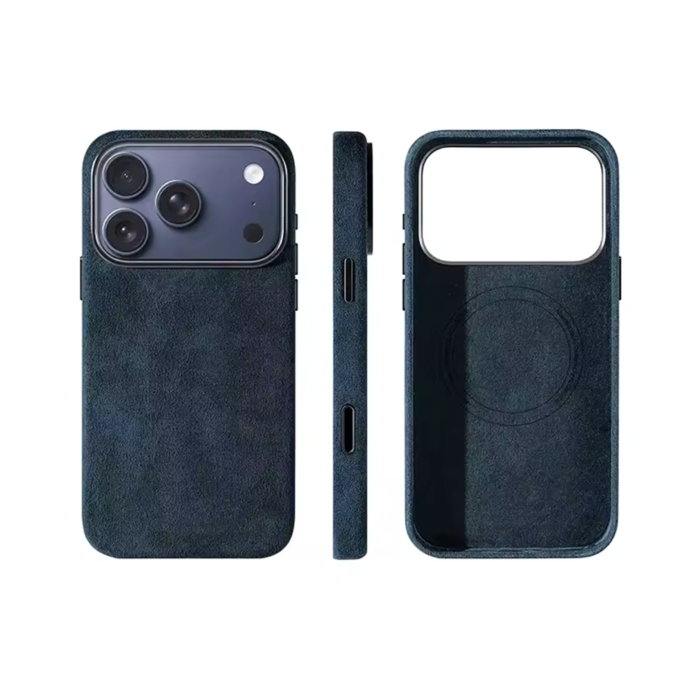 Alcantara Hoesje voor iPhone 17 Pro Max MagSafe Dark Blue
