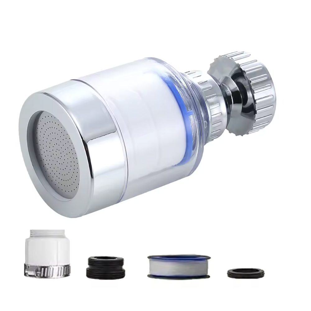 Whirlypool Kraan Water Schoon Filter Purifier 360° Roterende Spatfilter Kraanadapter met Waterbesparend Ontwerp & PP-Katoen Filter – Voor Keuken & Badkamer