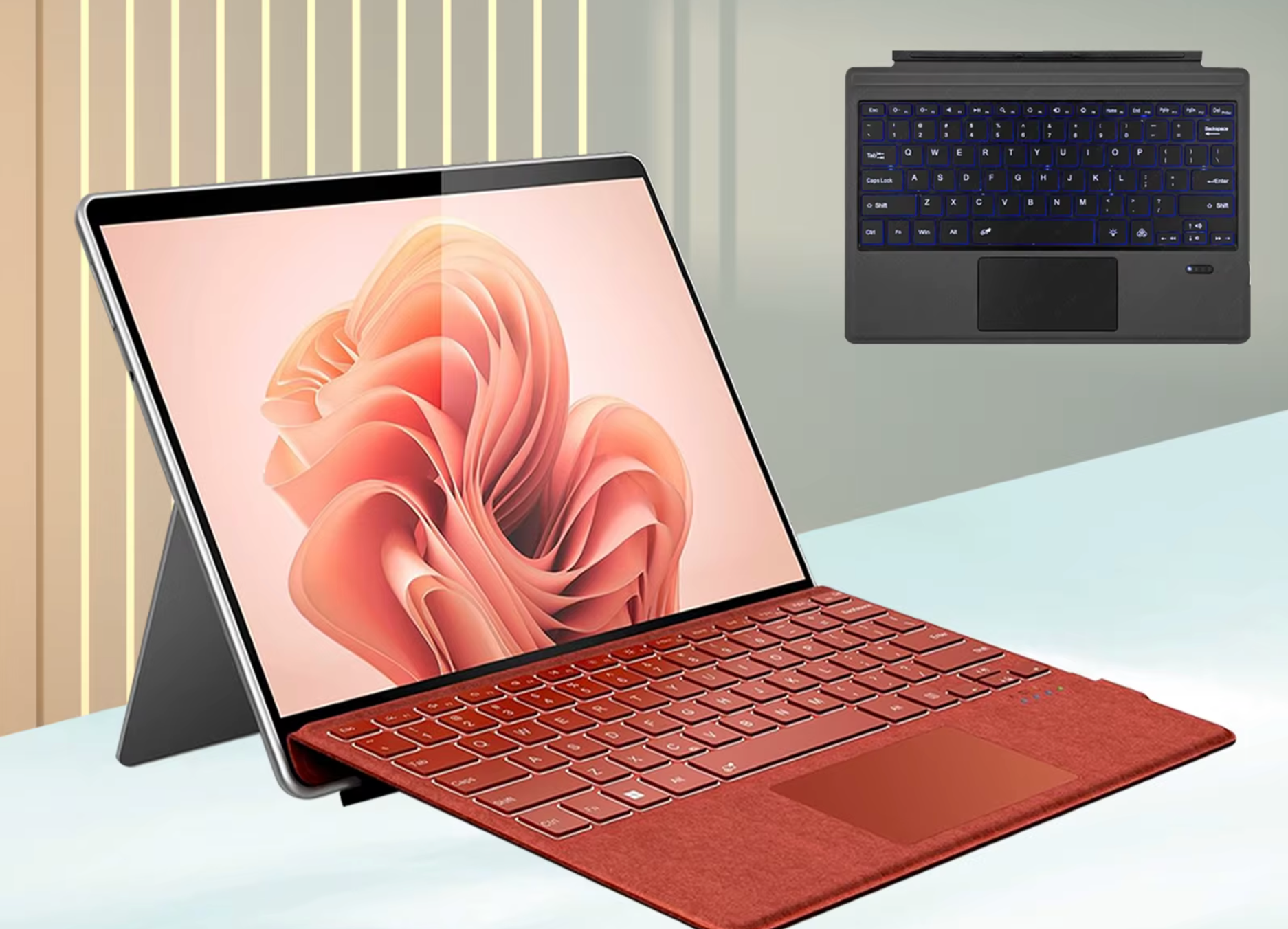 Microsoft Surface Pro 3/4/5/6/7 Keyboard Cover with Trackpad Black – 7-Color Backlit – QWERTY Keyboard