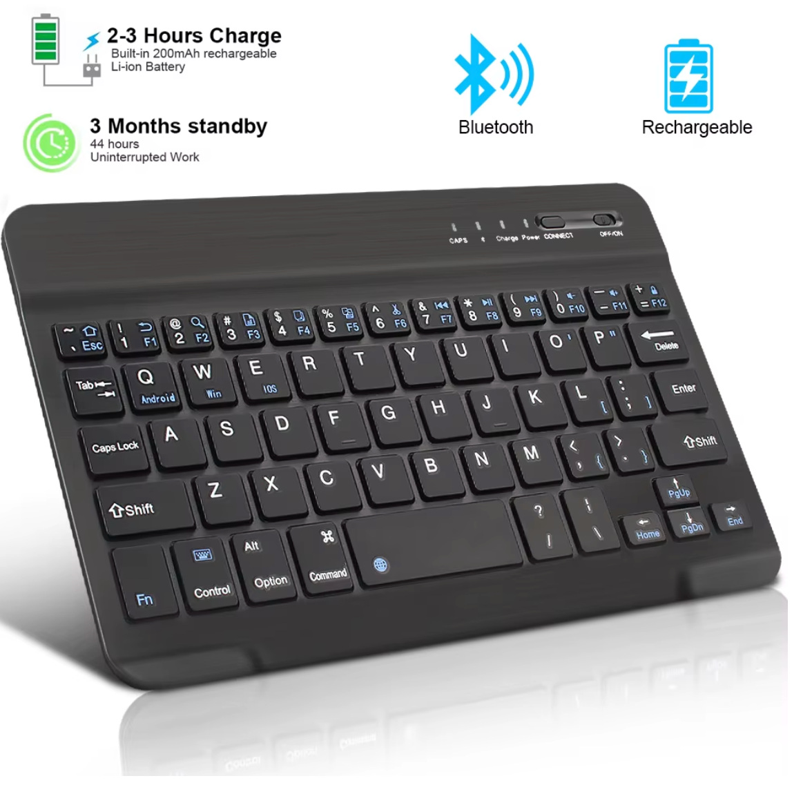 Bluetooth Draadloos Mini Toetsenbord – Voor Laptop, Tablet, iPad & Telefoon | Oplaadbaar Gaming Keyboard – Android, iOS & Windows