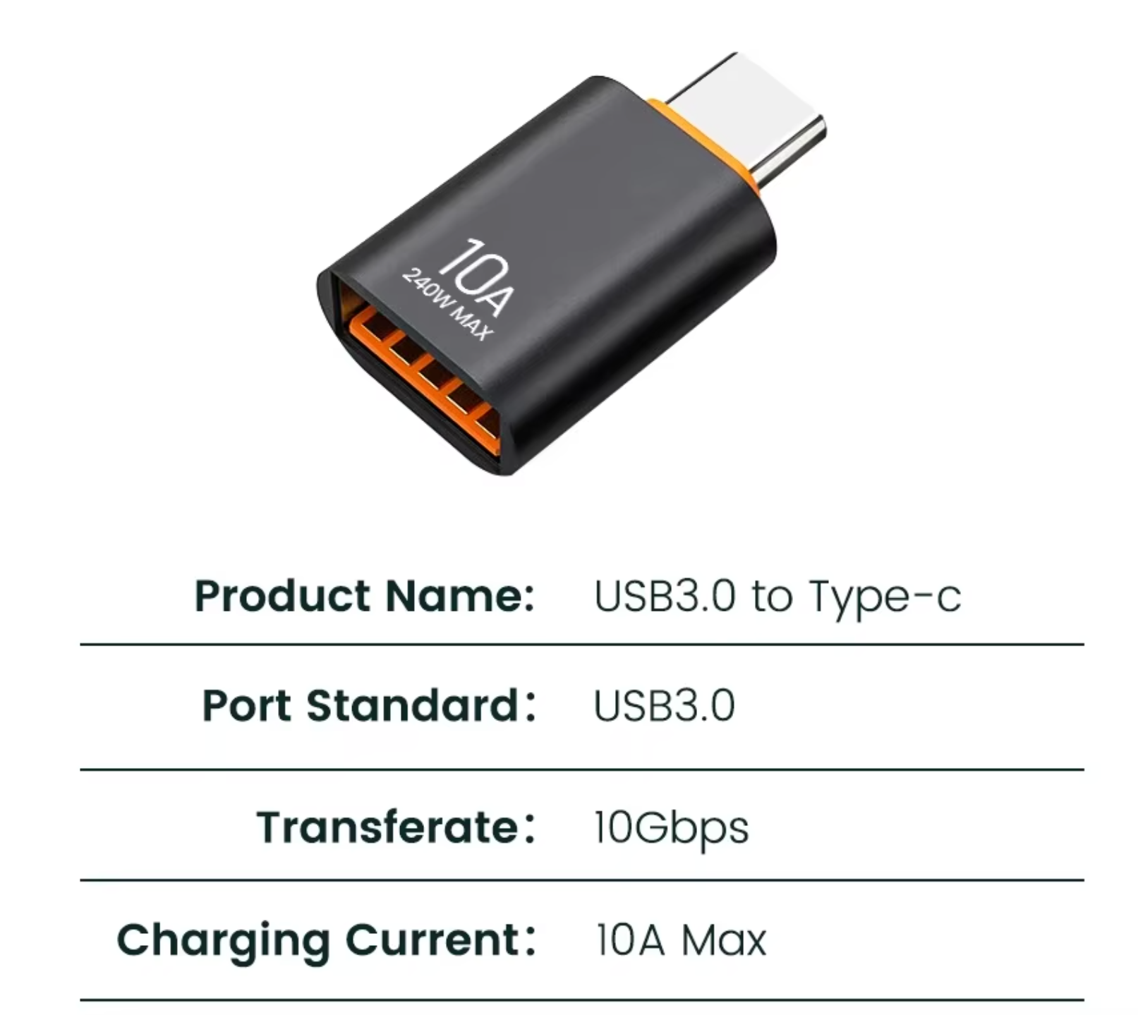 QNBILI 10A USB-C to USB-A OTG Adapter – Type-C to USB 3.0 Converter Connector