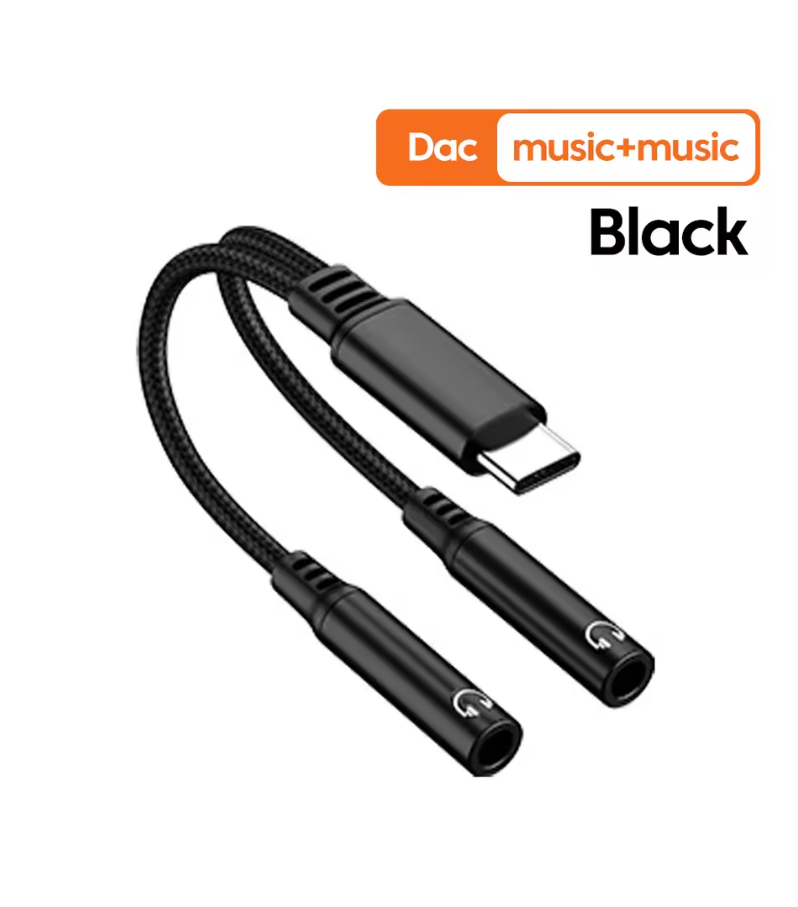 2-in-1 Type-C to Dual 3.5mm Jack Audio Adapter