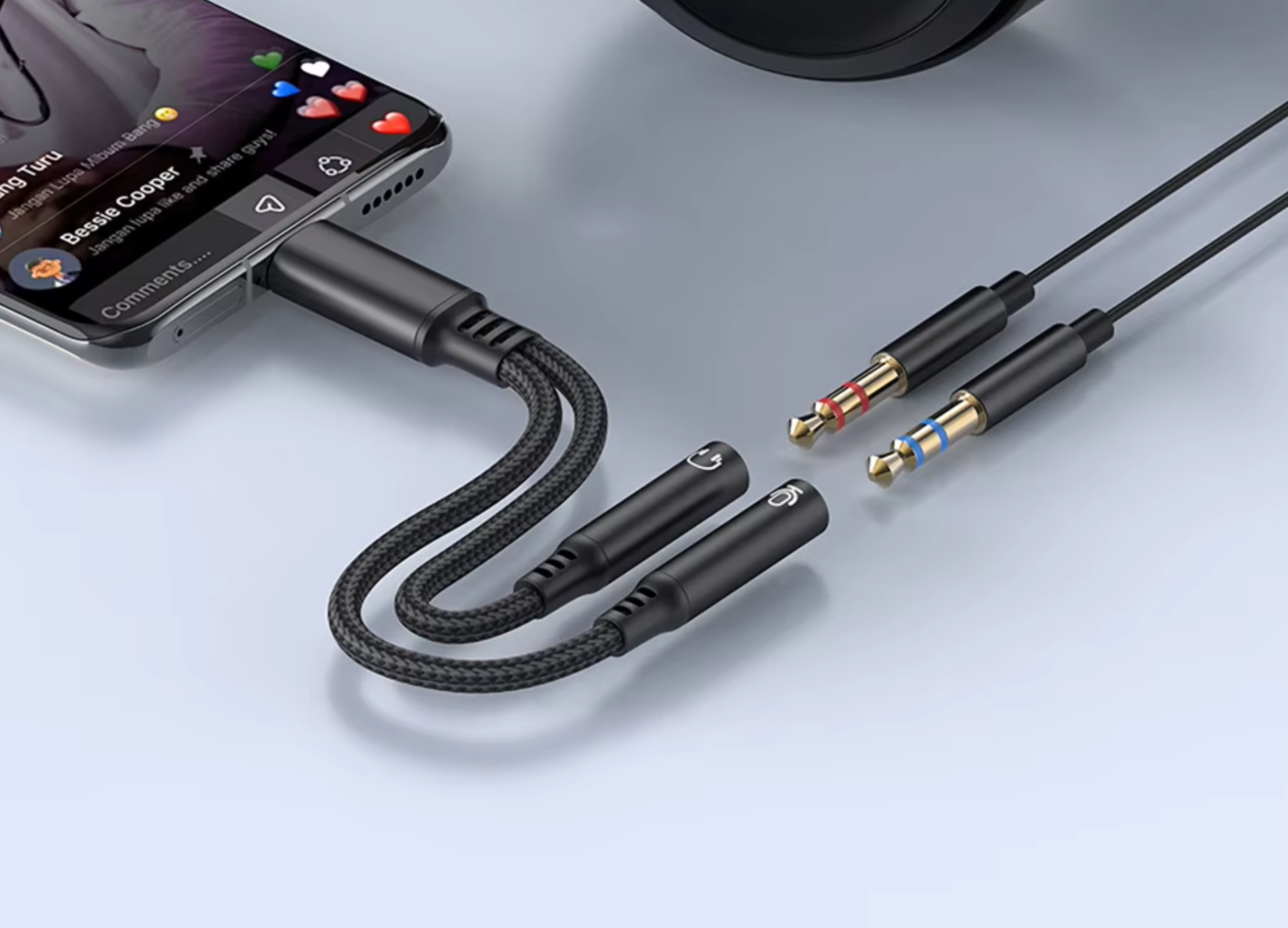 2-in-1 Type-C to 3.5mm Jack Audio Adapter & Microphone