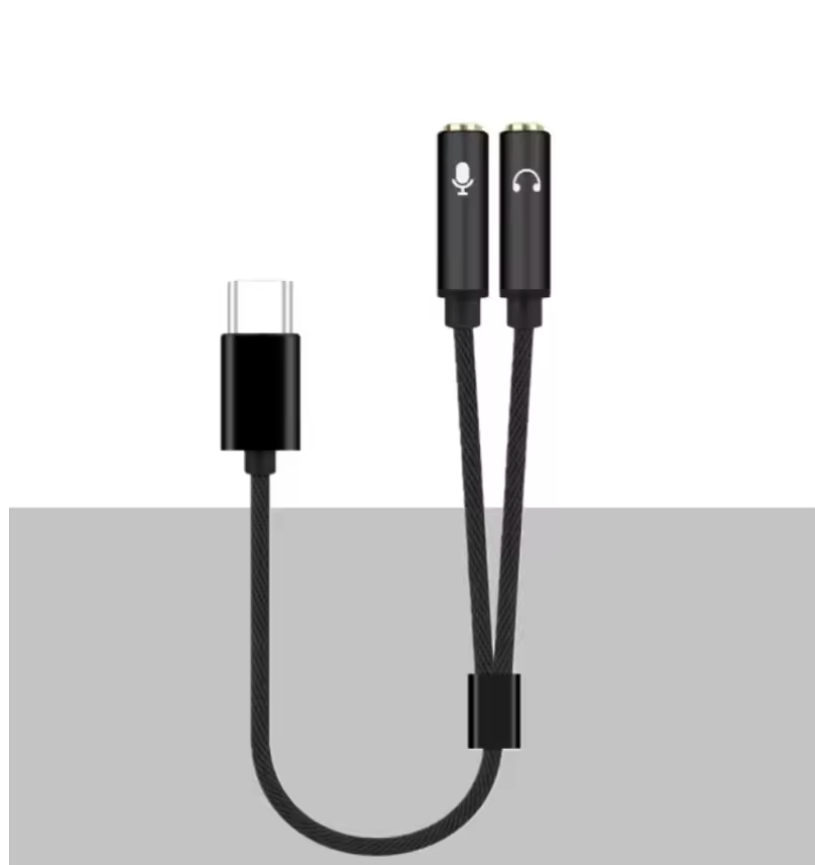 USB-C Type-C to 3.5mm Jack Sound Card Audio Interface – Headphone & Microphone Adapter for Mic/Speaker – 30cm