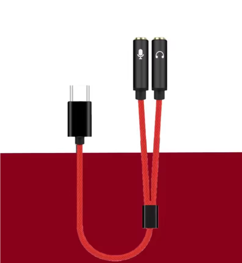 USB-C Type-C to 3.5mm Jack Sound Card Audio Interface – Headphone & Microphone Adapter for Mic/Speaker – 30cm