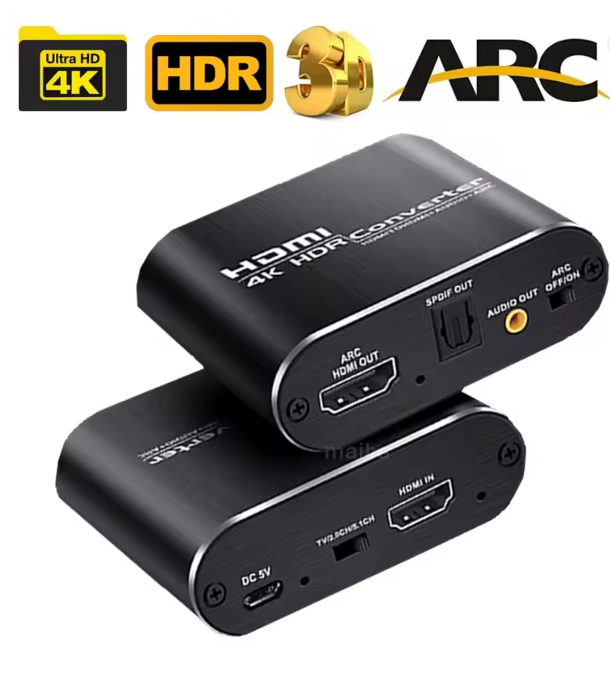 4K HDMI ARC Audio Extractor Adapter – HDMI to Optical Toslink SPDIF + 3.5mm AUX Stereo Adapter with Audio Return Channel Support