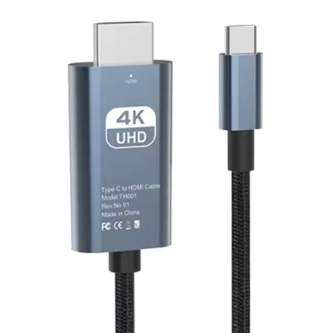 4K 60Hz USB-C to HDMI Adapter Cable – 2M Braided HDTV Converter for iPhone 16, MacBook, iPad, Samsung & More