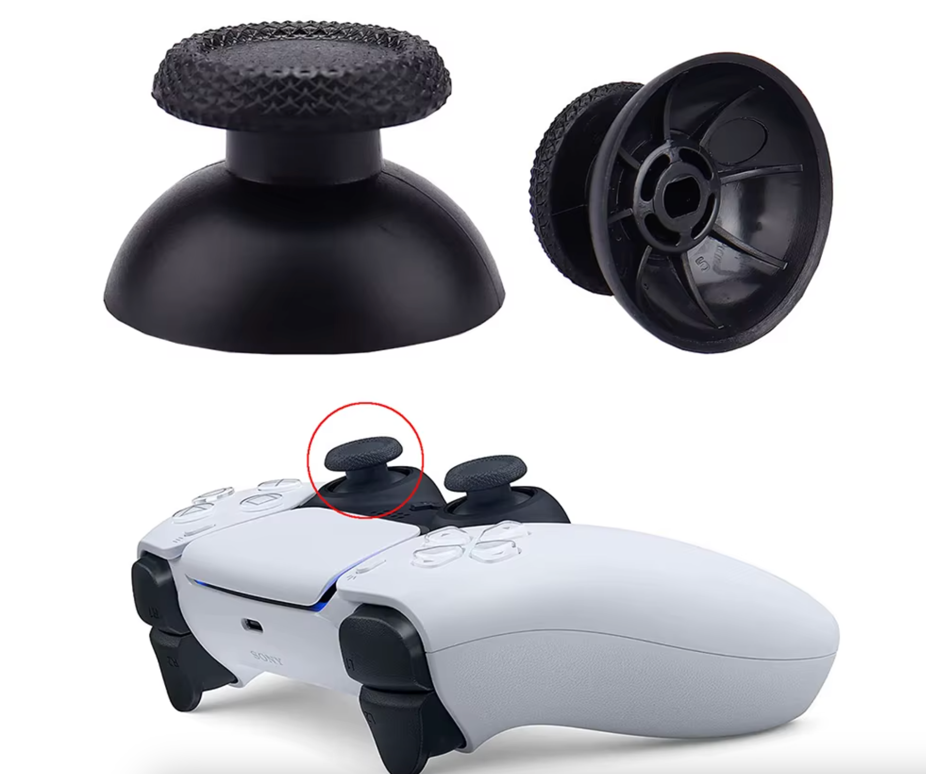 Thumbstick Rubber Repair Parts Kit for PlayStation 5 DualSense PS5 Controller