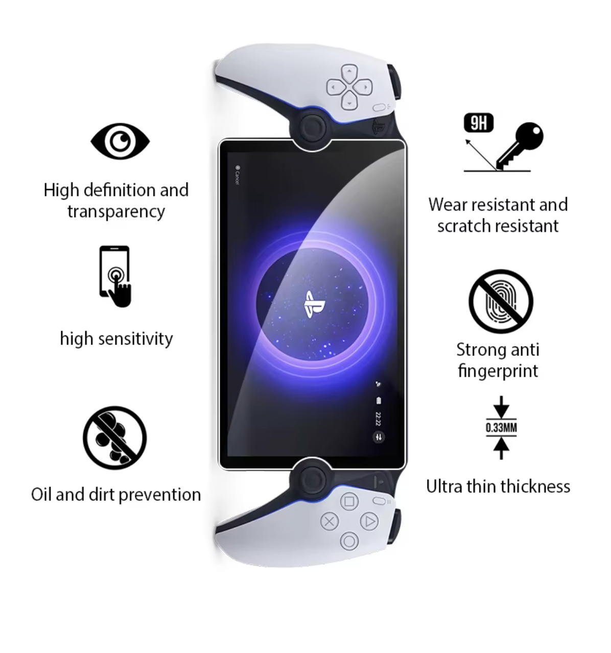 Tempered Glass Screen Protector for Sony PlayStation Portal Anti-Fingerprint