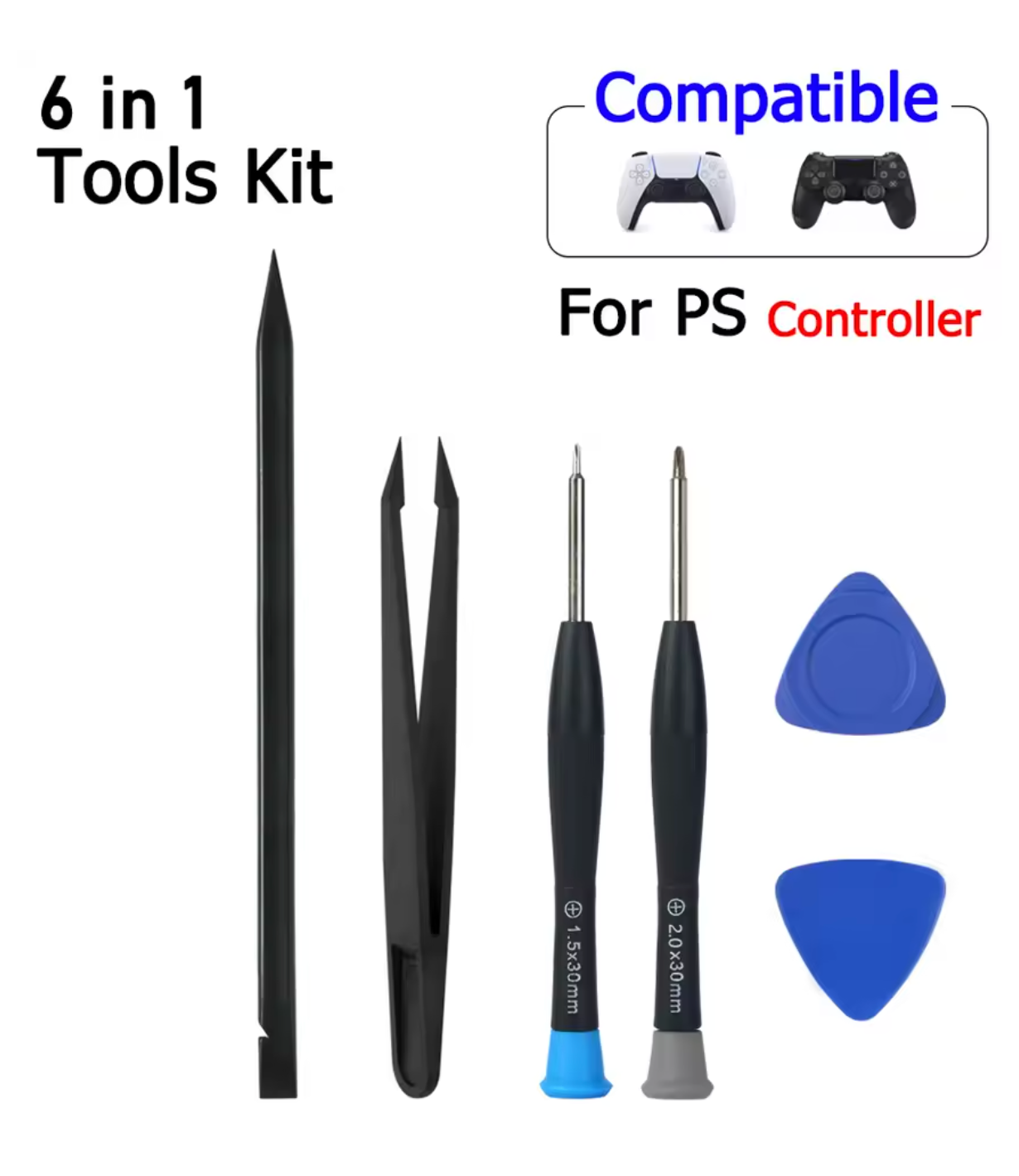 6-in-1 Controller Repair & Teardown Tool Kit – Spudger & Pry Tools for PS5 / PS4 DualSense & DualShock Controllers