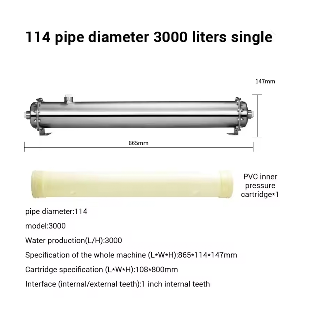 Water Purifier PVDF 0.01 Micron Ultrafiltratie Systeem met Roestvrijstalen (RVS) Hele Huis Waterfiltersysteem 600L tot 3000L Capaciteit