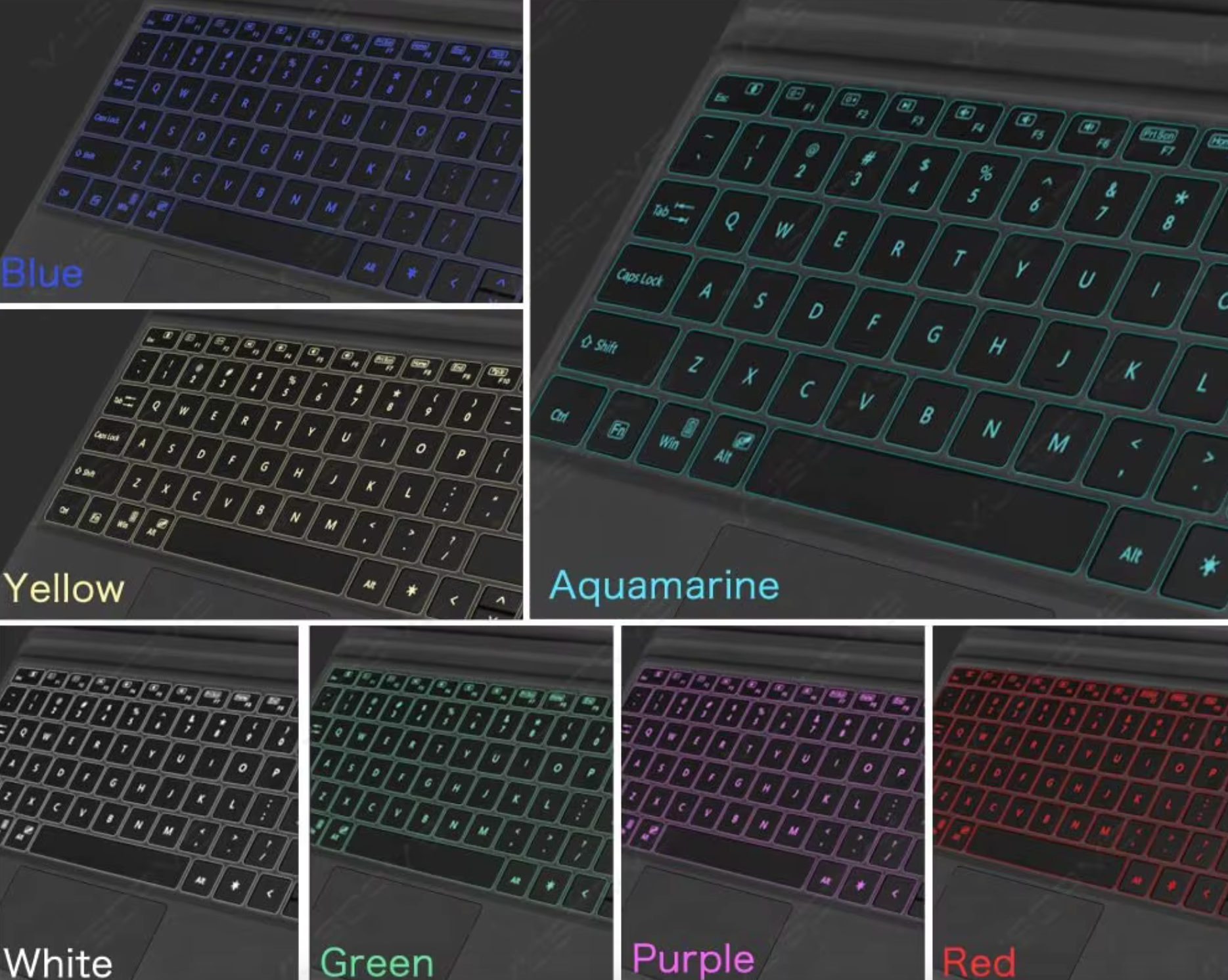 Microsoft Surface Pro 3/4/5/6/7 Keyboard Cover with Trackpad Black – 7-Color Backlit – QWERTY Keyboard