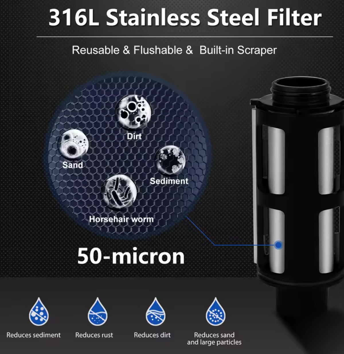 AlthyEU Voorfilter Spin Down Sediment Waterfilter met Terugspoeling en Roestvrijstalen Gaas