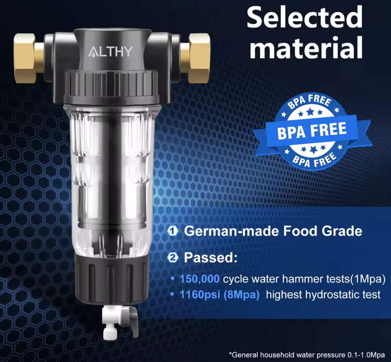 AlthyEU Voorfilter Spin Down Sediment Waterfilter met Terugspoeling en Roestvrijstalen Gaas