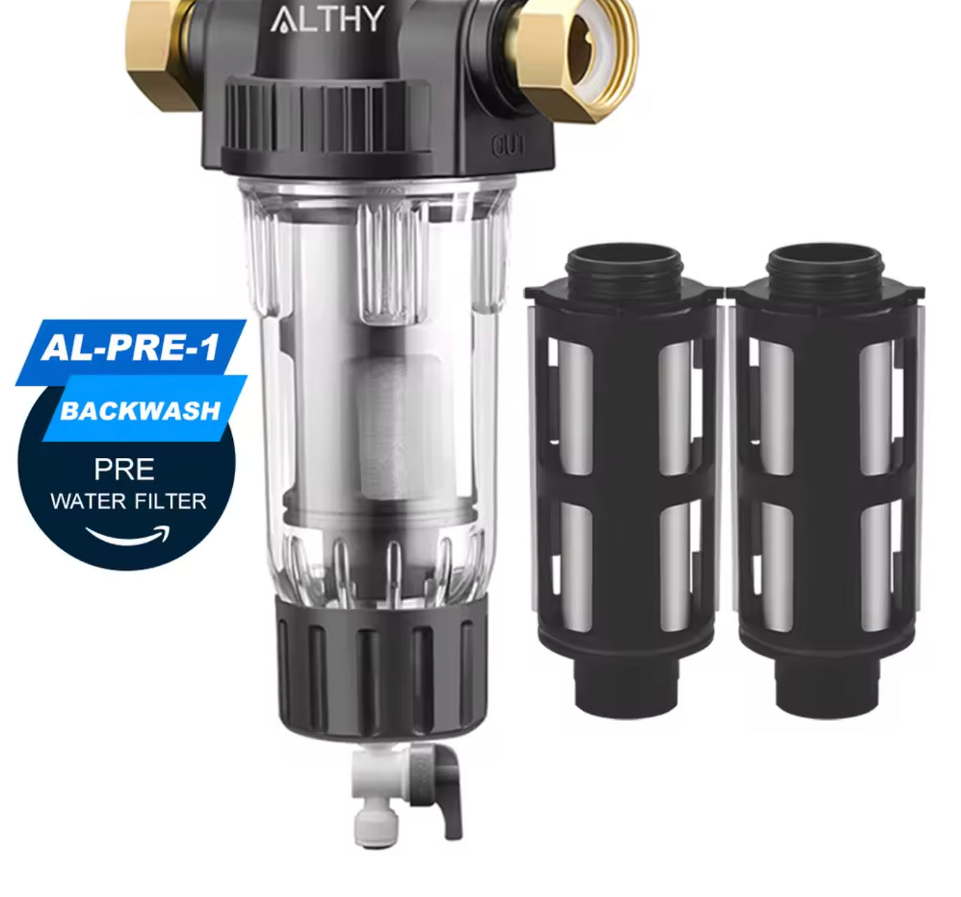 AlthyEU Voorfilter Spin Down Sediment Waterfilter met Terugspoeling en Roestvrijstalen Gaas