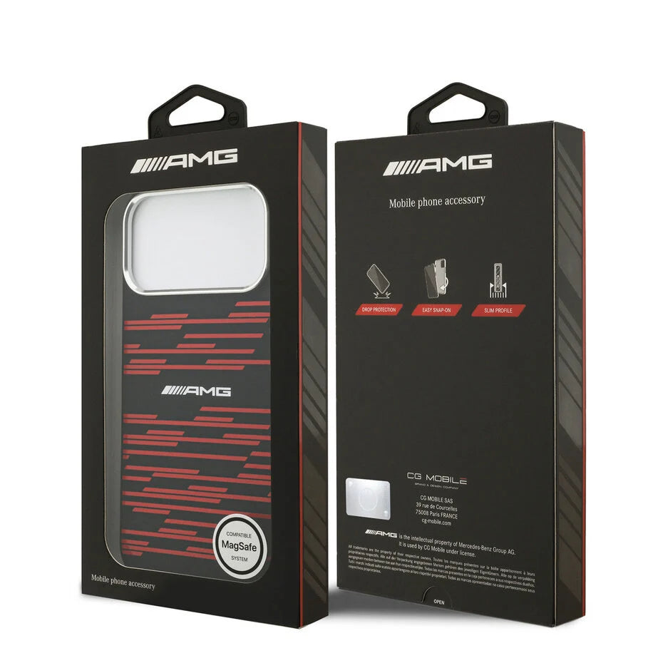 AMG iPhone 17 Pro Max Backcover Hoesje – Premium MagSafe Case met Red Line Graphics, Schokbestendige Bescherming & Luxe Zwart Design