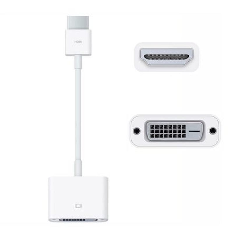 Originele Apple HDMI naar DVI adapter in wit. Verbind Mac, Apple TV & laptops met DVI-displays