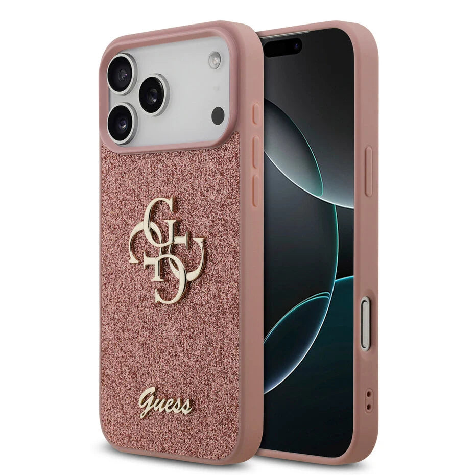 Guess iPhone 17 Pro Max Backcover Hoesje Roos – Luxe Big 4G Design – Fixed Glitter Swarovski – Premium Fashion Case
