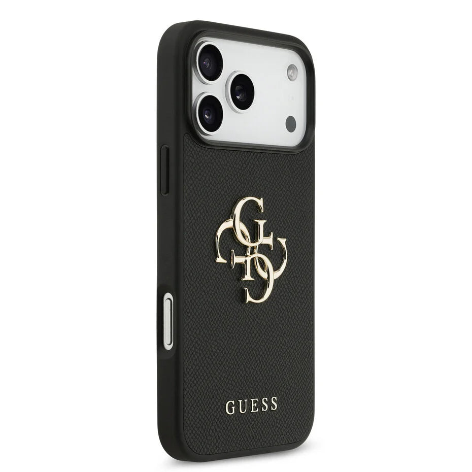 Guess iPhone 17 Pro Max Backcover Hoesje – Grained Leather Look met Big 4G Logo – Luxe Bescherming & Perfecte Pasvorm Roos