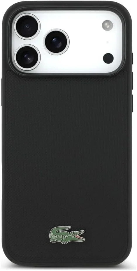 Lacoste iPhone 17 Pro Max Backcover Hoesje – MagSafe Compatible – Iconic Petit Piqué Logo – Luxe Bescherming – Zwart