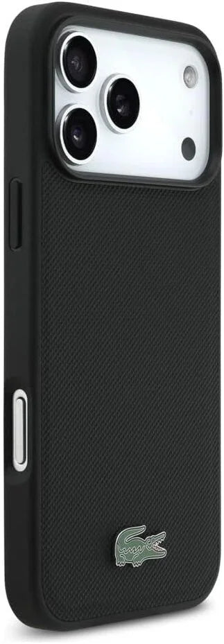 Lacoste iPhone 17 Pro Max Backcover Hoesje – MagSafe Compatible – Iconic Petit Piqué Logo – Luxe Bescherming – Zwart