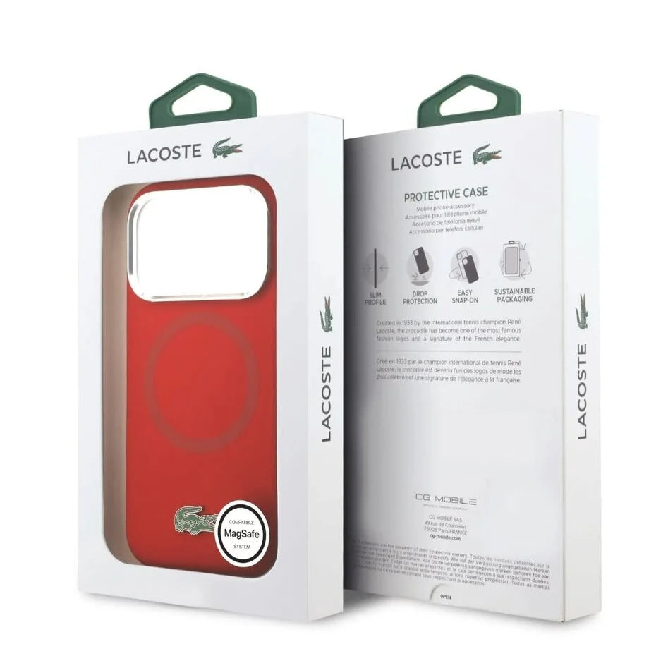 Lacoste iPhone 17 Pro Max Backcover Hoesje – Premium MagSafe Case met Metal Logo, Schokbestendige Bescherming & Stijlvolle Afwerking Groen