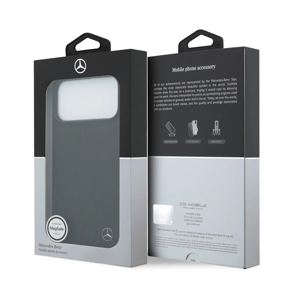 Mercedes-Benz iPhone 17 Pro Max Backcover Hoesje – Luxe Genuine Leather – MagSafe Ondersteuning – Large Laurel Leave Logo – Premium Bescherming