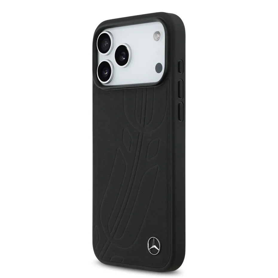 Mercedes-Benz iPhone 17 Pro Max Backcover Hoesje – Luxe Genuine Leather – MagSafe Ondersteuning – Large Laurel Leave Logo – Premium Bescherming