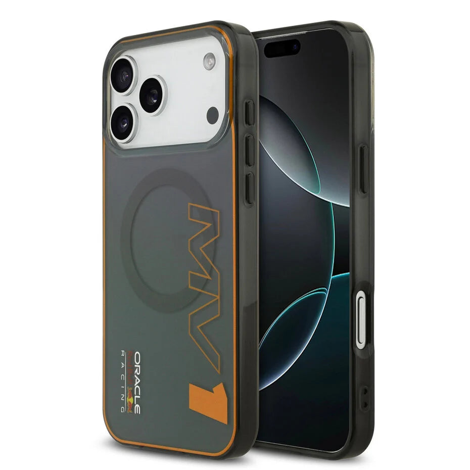 Red Bull Racing iPhone 17 Pro Max Backcover Hoesje – MagSafe Double Layer Bescherming – Vertical MV 1 Design – Schokbestendig & Premium Grip Grijs