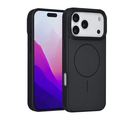 Nekit iPhone 17 Pro Max Backcover Hoesje – MagSafe Compatible Carbon Fiber Shockproof Case – Ultralicht, Valbestendig & Premium Grip Zwart