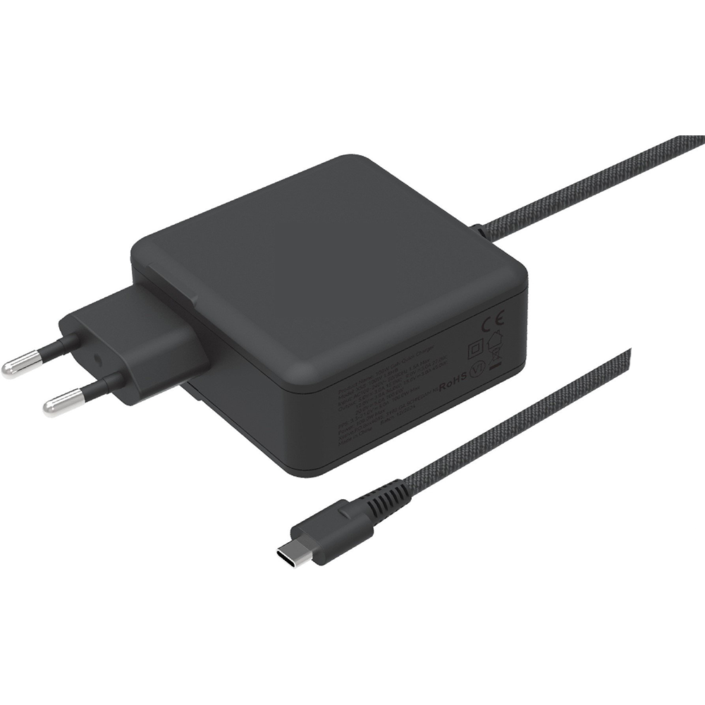 Universeel 45W GaN Super Fast Charger USB-C Snellader met 1.8M Nylon Kabel Zwart